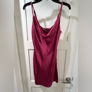 Satin red mini dress